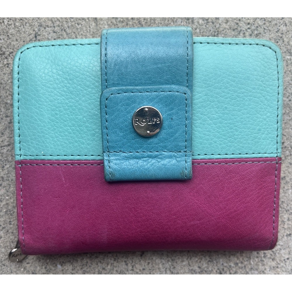 Women's Rolfs Deluxe Genuine Leather Wallet Pink Green Blue Vintage 90's
